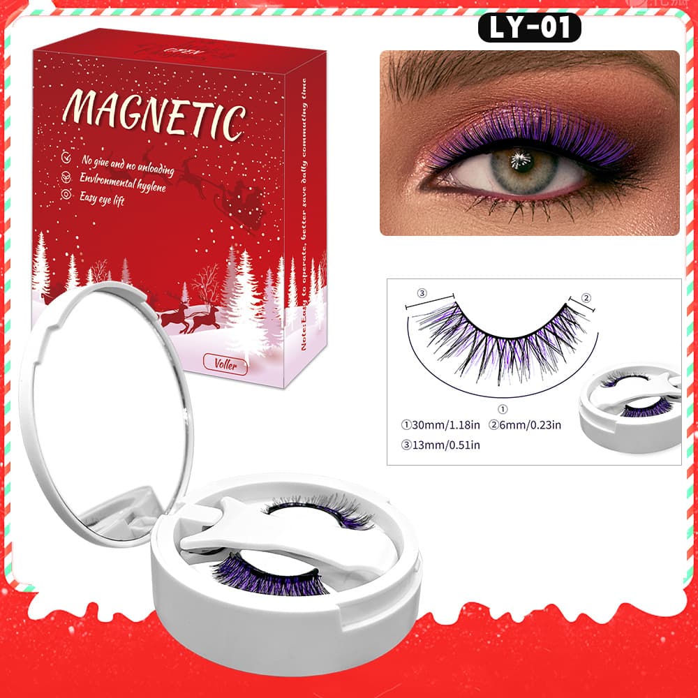 Cross-border Magnetic False Eyelashes No Glue Voluminous Colored Magnetic Lashes Christmas No-Glue Lashes Festive Magnetic Colored Lashes