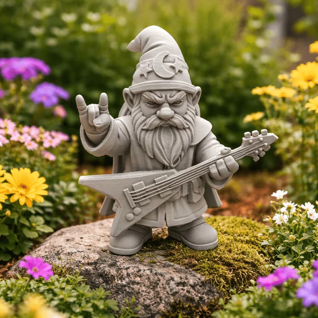 Collector's Edition Figurine | Fun Gnome Band Rock Guitarist Garden Statue Ornament