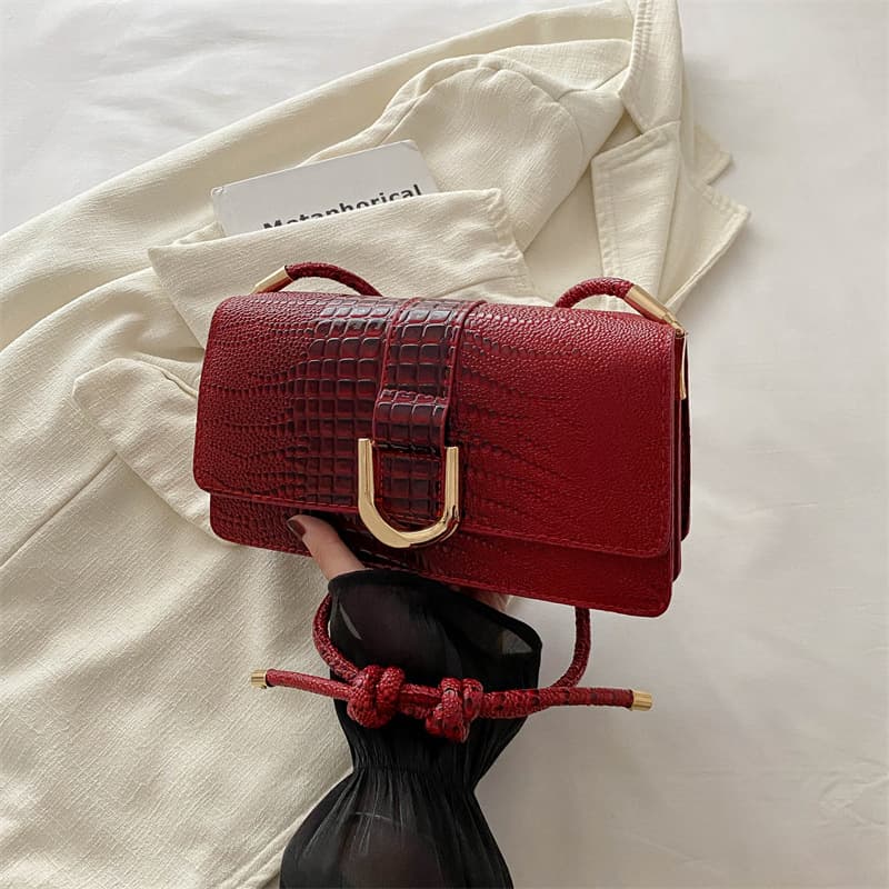Popular stone pattern casual 2024 contrasting color retro new trendy fashionable crossbody one-shoulder armpit small square bag for women