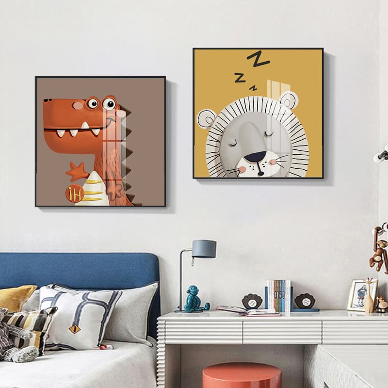 Cute Pet Bedroom Room Hanging Painting Boy Girl Study Room Wall Mural Nordic Children's Room Bedside Decorative Painting