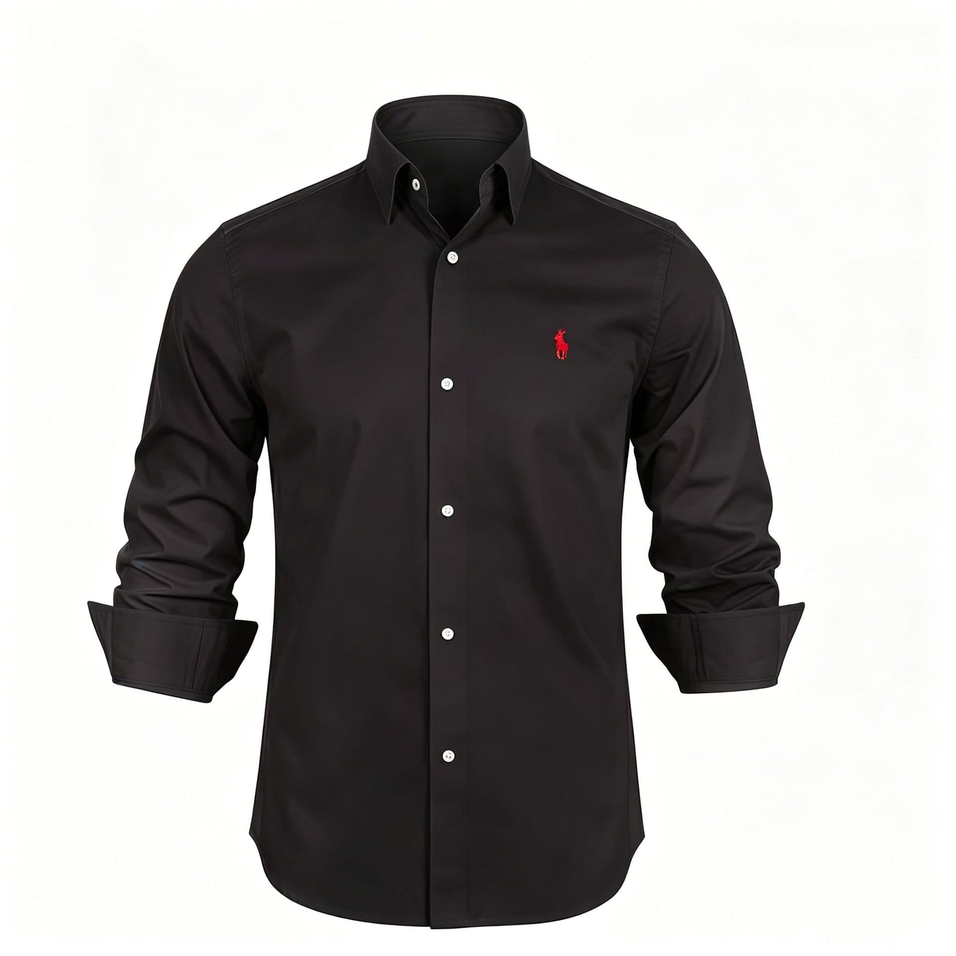 Horse Logo Printed Long Sleeve Shirt for Men, Turn-down Collar Shirt, Cross-border Men's Clothing, Small Horse Logo Casual Shirt