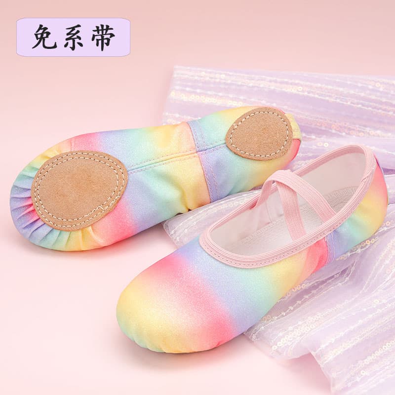 Girls' Ballet Cat Paw Toddler Dance Shoes Rainbow Soft Sole Non-Slip Wear-Resistant Children's Dance Shoes for Practice and Performance