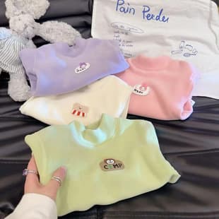 2025 Seamless Boys and Girls Autumn Winter Fleece-Lined Thermal Top, Oli Fleece Half High Neck Long Sleeve