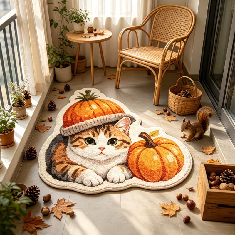 Cross-border Halloween Pumpkin Cashmere-Like Floor Mat Soft Skin-Friendly Bedside Rug Home Balcony Decorative Mat Dropshipping