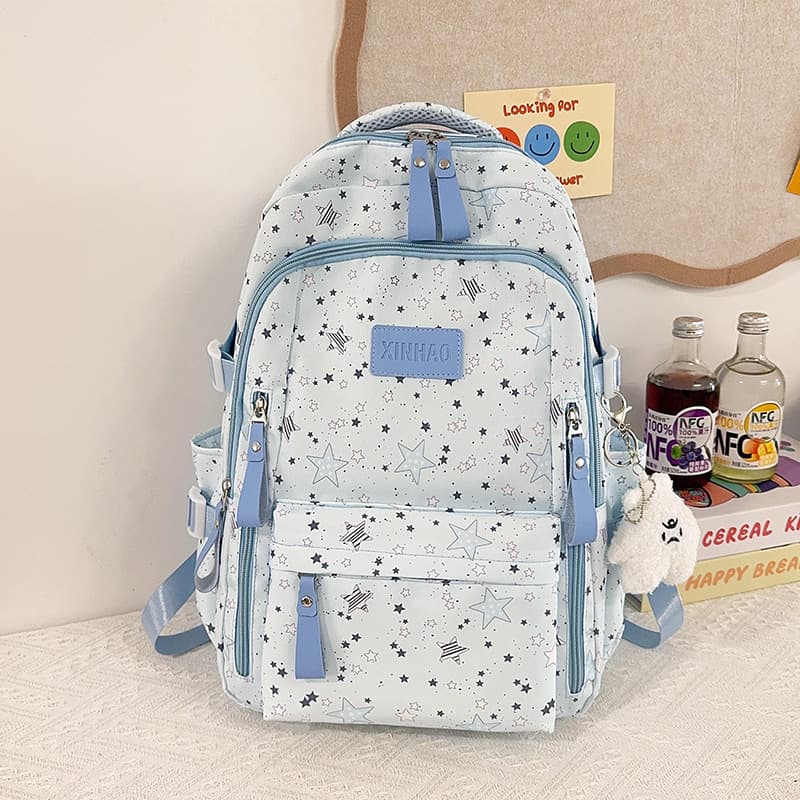 2025 High-Aesthetic Star Print Backpack, Large Capacity for Middle and High School Students, Versatile New Style for College Students