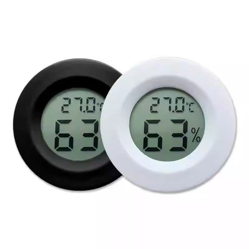 Round Embedded Digital Temperature and Humidity Meter Cigar Wine Cabinet Reptile Electronic Thermometer Hygrometer with Switchable Probe