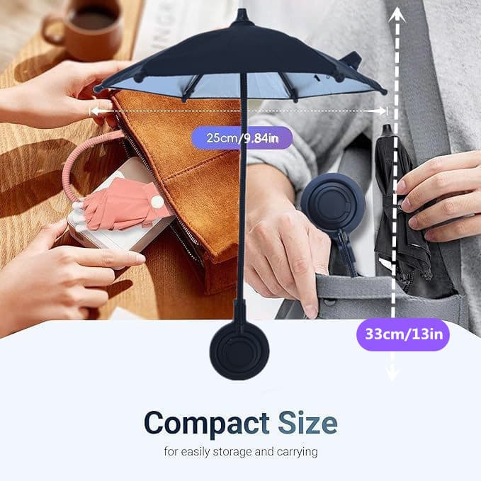 Cross-Border Phone Umbrella Holder, Mini Sunshade Umbrella, Magnetic Creative Umbrella, Small UV Protection Umbrella with LOGO Printing