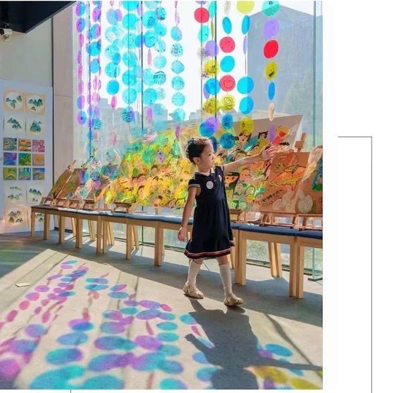 PVC Laser Iridescent Holographic Square Transparent Color Plastic Sequins for Kindergarten Hanging Decor Materials