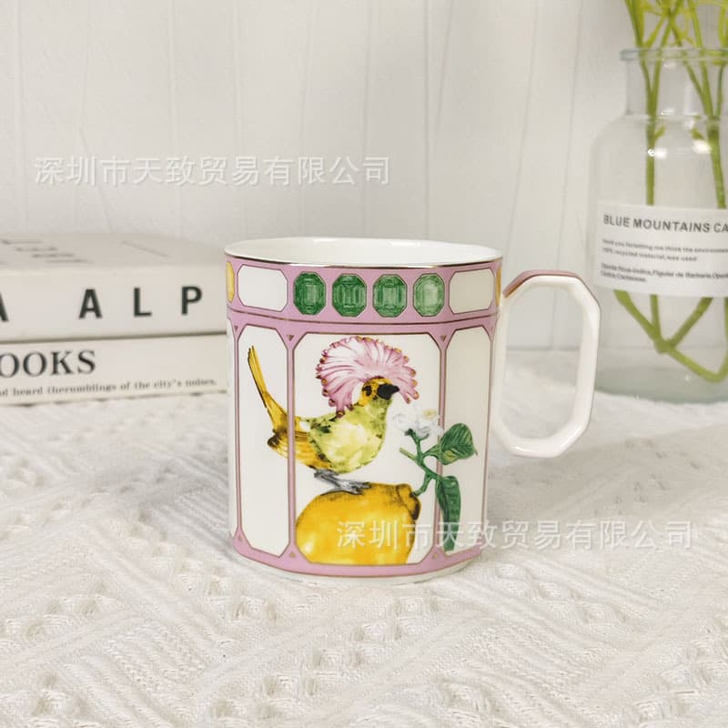 Cross-border Etilia Bone China Cup and Saucer Tea Set, Lid Cup, High-End Gift Box for Housewarming