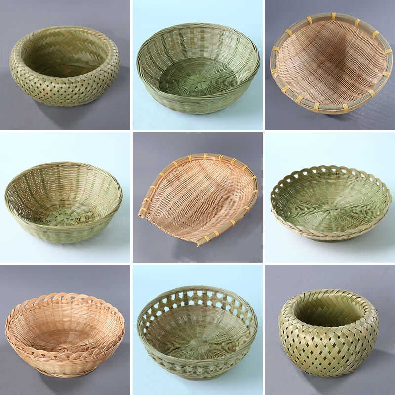 Traditional Bamboo Woven Fruit Basket, Handmade Dried Fruit Plate, Snack Kitchen Draining Basket, Steamed Bun Basket, Fruit Plate, Rustic Style