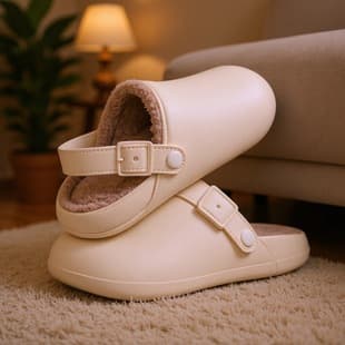 Women's Cotton Slippers Waterproof Simple Wrap-Toe Indoor Home Couple Anti-Slip Warm Cotton Slippers for Men Winter Cotton Cover