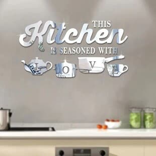 Kitchen Teapot Acrylic Mirror Wall Stickers Self-Adhesive for Walls Doors Simple Kitchen Room Decoration