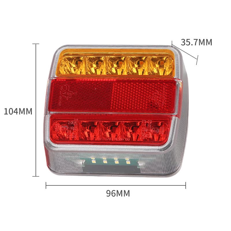 Cross-border Square LED Red Yellow Dual Color Side Light 12V Car Tail Light License Plate Light Trailer Signal Indicator Brake Light