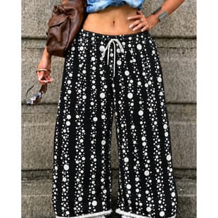 Women's Polka Dot Loose Casual Pants with Draping Effect Street Style Low-Rise Long Pants