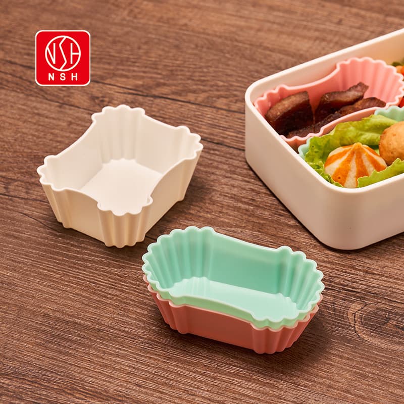NSH 6134 Japanese bento lunch box with divided plates and cups for baking cake mold 3pc