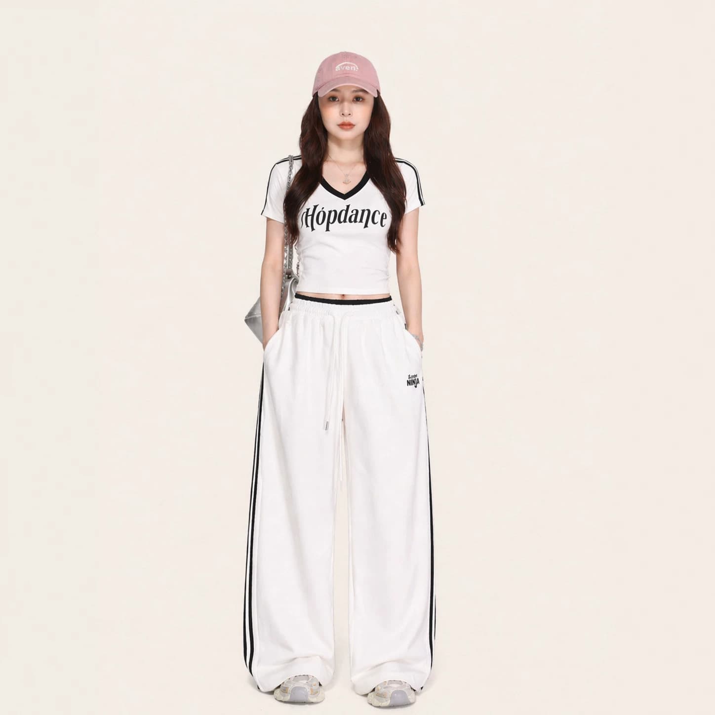 Hip Hop Jazz Dance Set American Street Style Three-Stripe Sweatpants Women's Jazz Dance Hip Hop Casual Loose Sweatpants