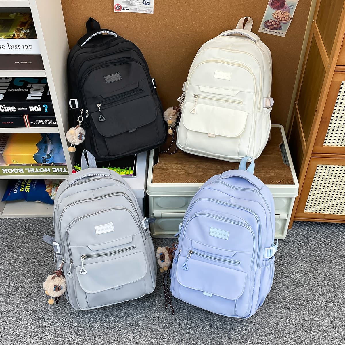Cross-border Casual Simple Backpack for Middle and High School Girls, Large Capacity Lightweight Double Shoulder Bag