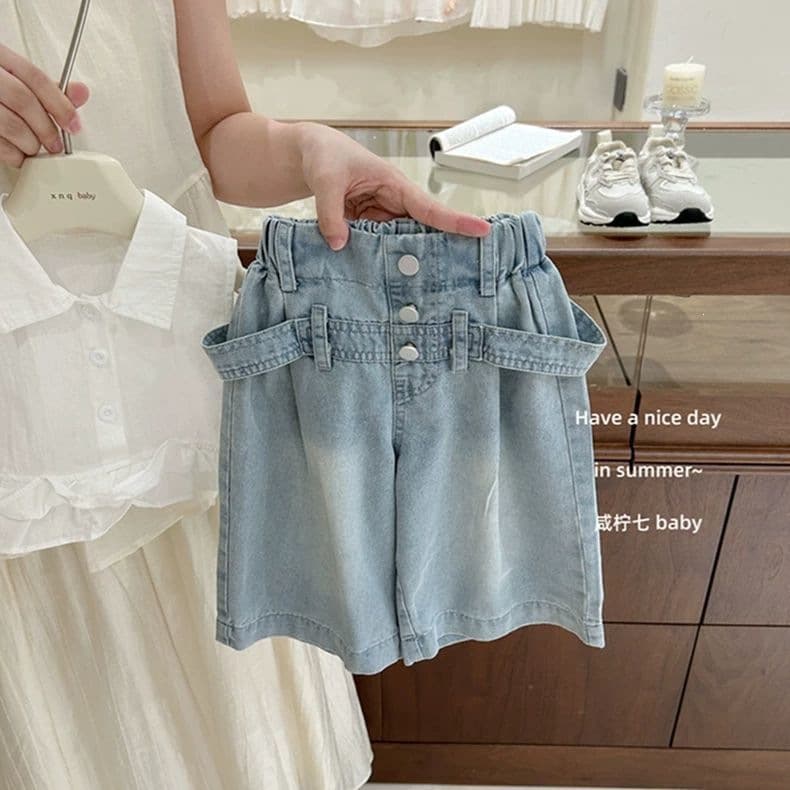 Giant soft denim! Korean style baby girl summer new work jeans girls fashionable thin soft jeans cotton