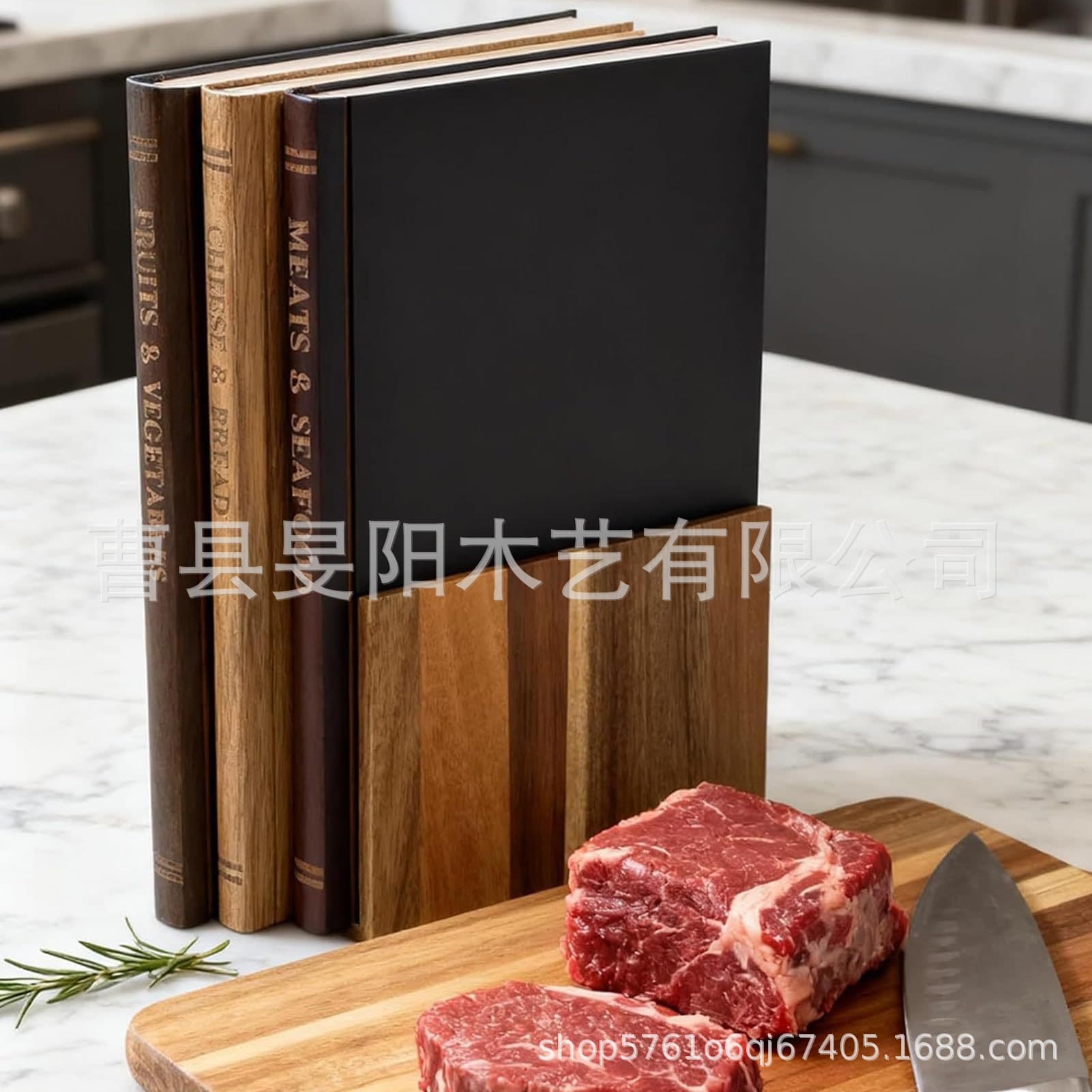 Cross-Border New Product Book-Style Wooden Cutting Board Home Kitchen Acacia Wood Three-Piece Set Classification Chopping Board Steak Wooden Cutting Board