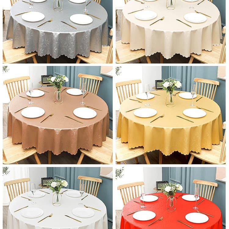 European-style Waterproof Oil-proof Disposable Tablecloth Hotel Household PVC Round Tablecloth Wholesale