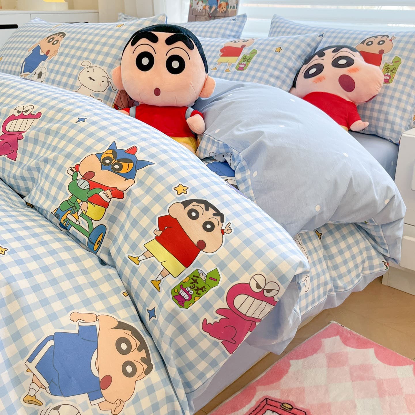 Cartoon cotton four-piece set, pure cotton Crayon Shin-chan three-piece set, cute boy spring and summer quilt cover, four-season bedding
