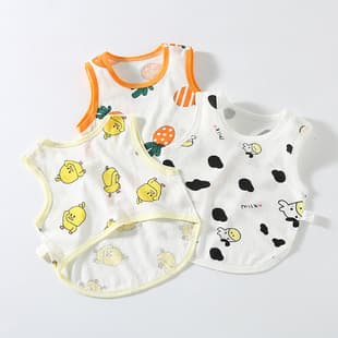 Infant Vest Thin Pure Cotton 3 Months Newborn Half Back Belly Protection Small Sling Summer Hollow Back Cutout Bib
