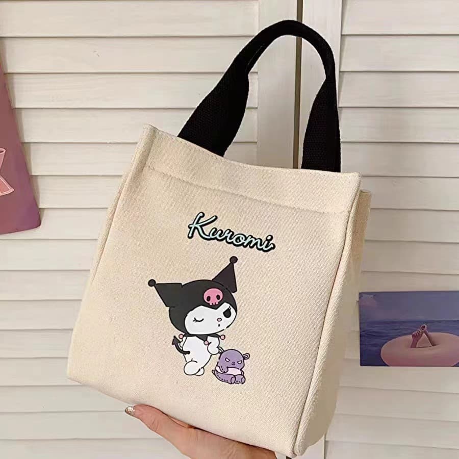 2024 New Cute Canvas Small Tote, Working Women Handbag Outing Lunch Bag Cosmetic Pouch