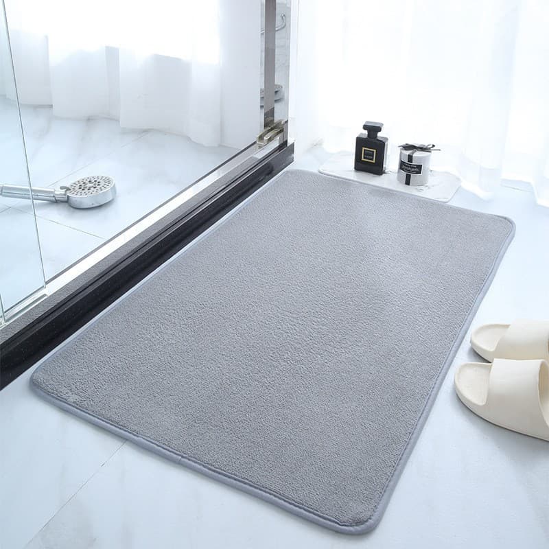 Bathroom Door Absorbent Foot Mat, Household Dirt-Resistant Non-Slip Mat, Bathroom Floor Mat, Solid Color Coral Velvet Floor Mat, Cross-Border