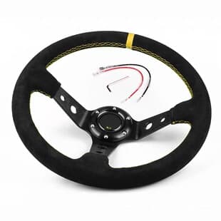Suede Velvet Deep Dish Steering Wheel Modification Racing Steering Wheel Sturdy Thorn Thickened 14-inch Steering Wheel