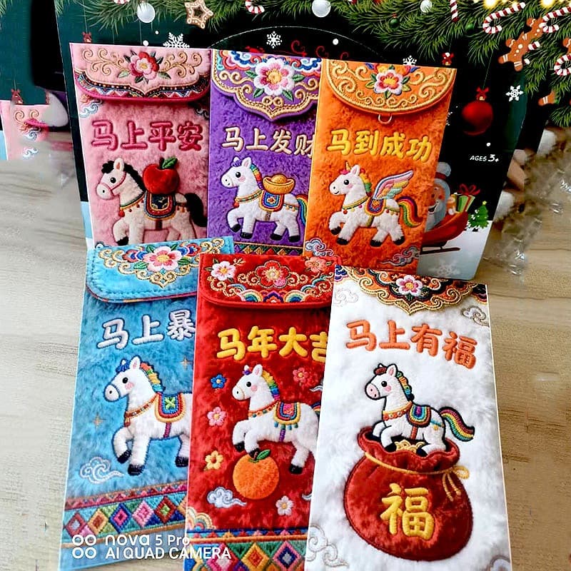 2026 Year of the Horse 5D Imitation Embroidery Pony Red Packet Lishi Packet Personalized Creative Spring Festival New Year Red Packet Lucky Pack
