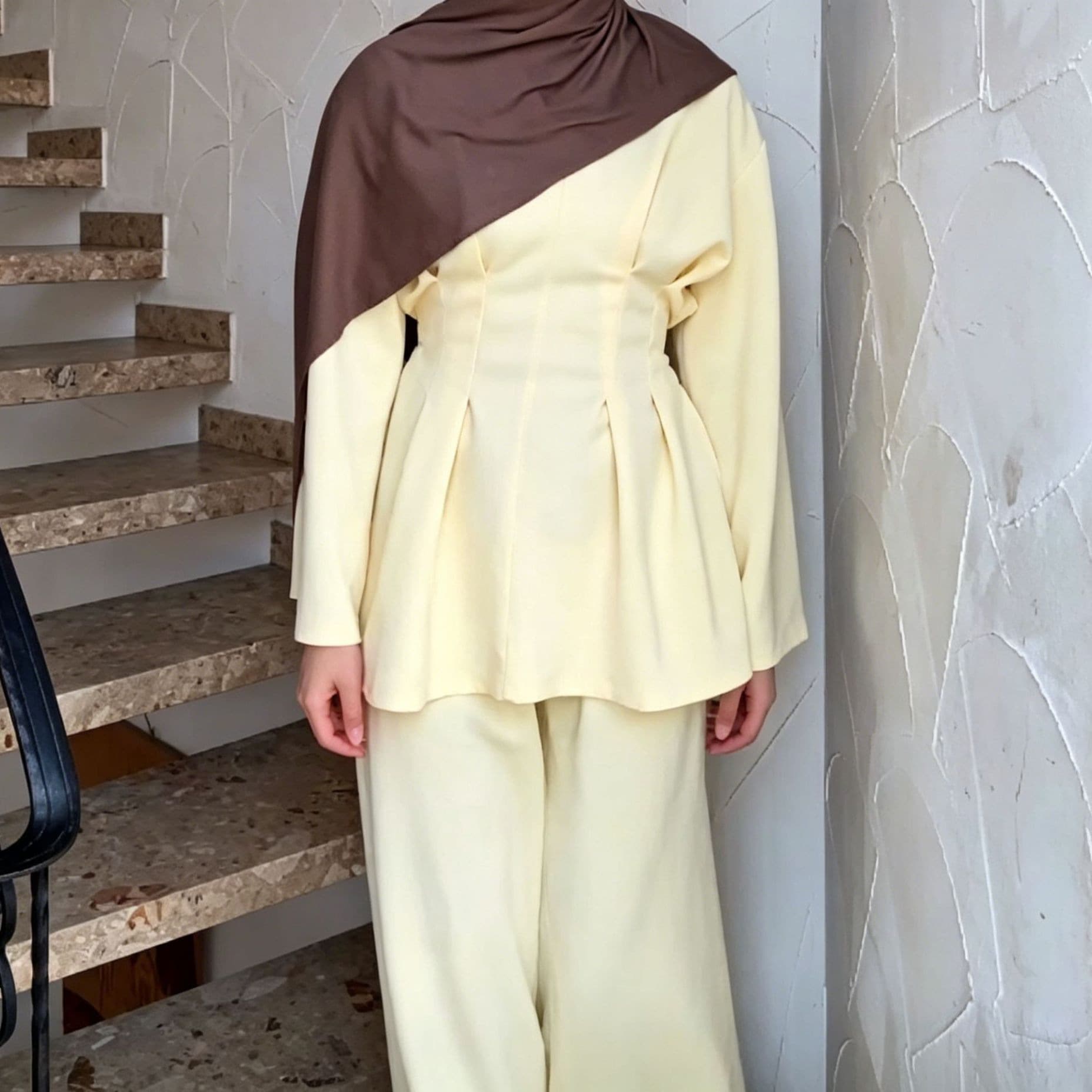 2026 Spring European and American Amazon Cross-border Commute Style Waist-cinching Flared Top and High-waist Wide-leg Pants Two-piece Set