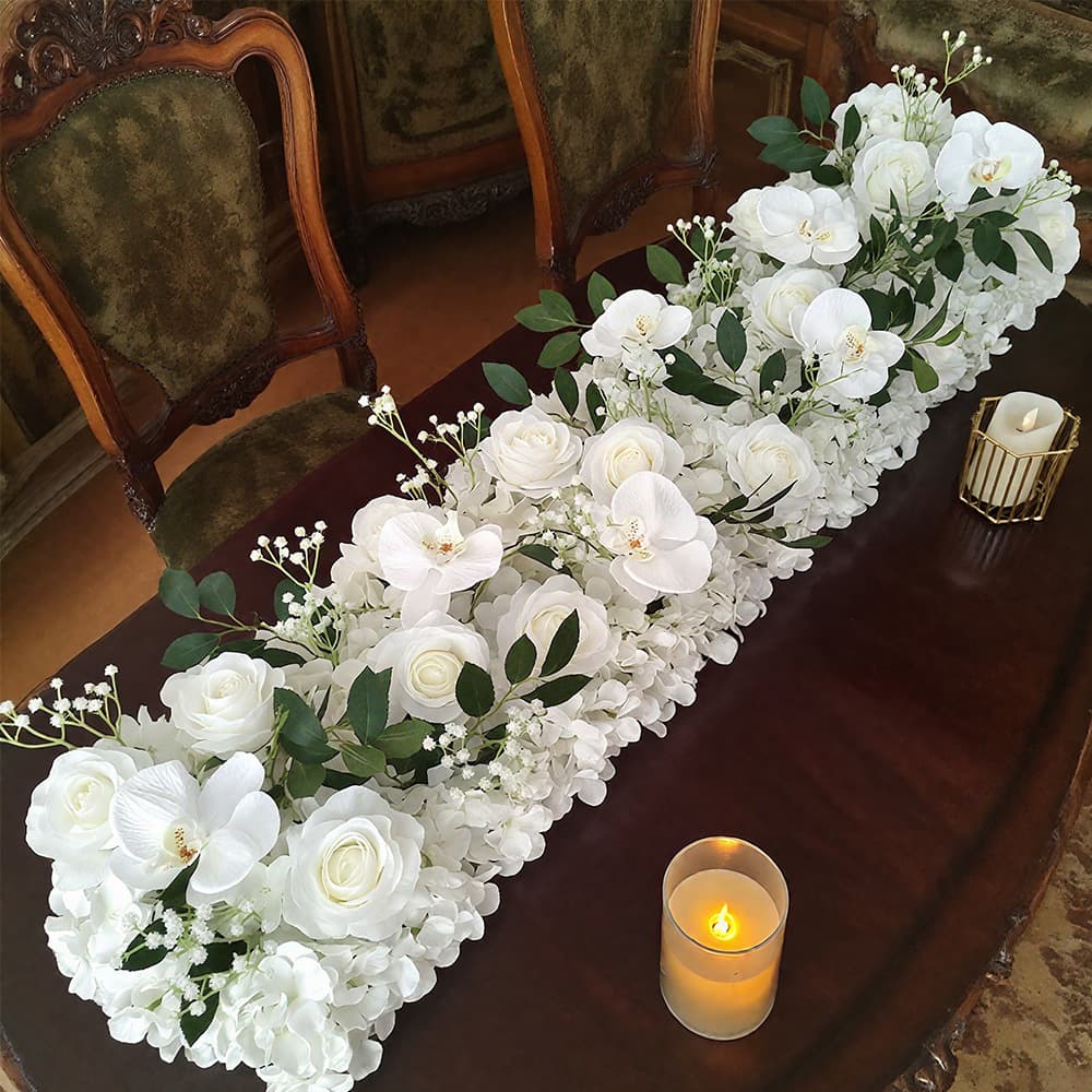 New artificial flower wedding flower row fake flower rose white wedding stage layout decorative floor flower table flower