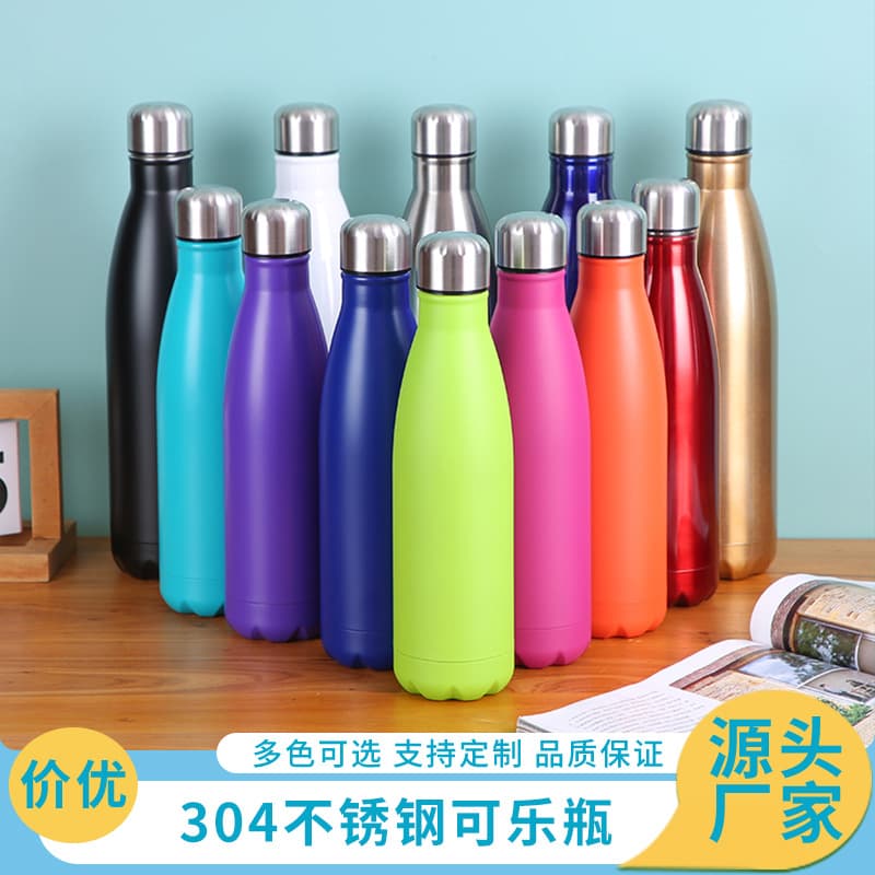 Cross-border American-style Cola Bottle 304 Stainless Steel Vacuum Insulated Cup Outdoor Sports Water Bottle Large Capacity Wholesale