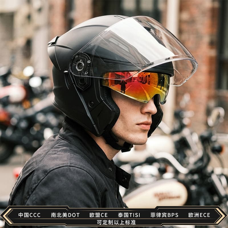 3C Certified Dual Visor Half Helmet Motorcycle Full Face Unisex Electric Motorcycle All-Season Winter Half Helmet