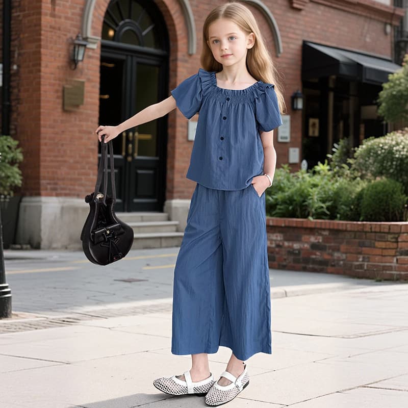 Girls' Set 2026 New Summer Casual Sweet Elegant Luxe Two-Piece Outfit for Middle and Older Children