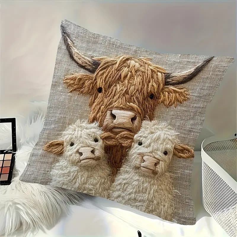 Cute animal series short plush calf and sheep pillowcase (without insert) suitable for living room home decoration and bedside cushions
