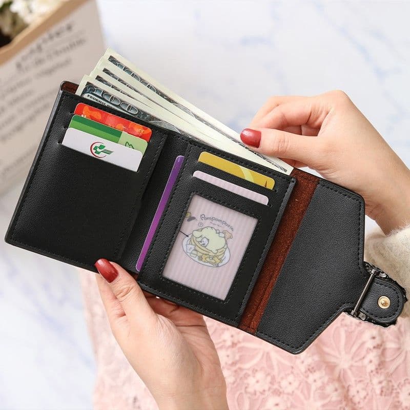 Korean Style Short Wallet for Women, Foldable Ladies' Coin Purse, Minimalist Female Student Mini Cute Wallet, Multi-Slot Card Holder