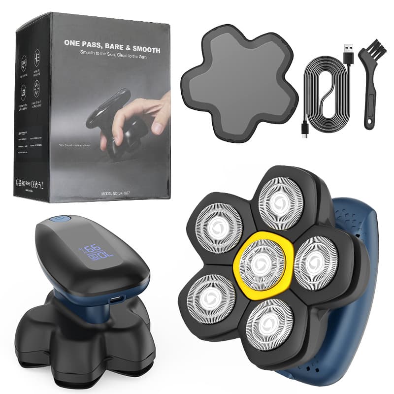 Magnetic six-blade bald artifact men's electric razor for bald head shaving digital display self-service bald head haircut