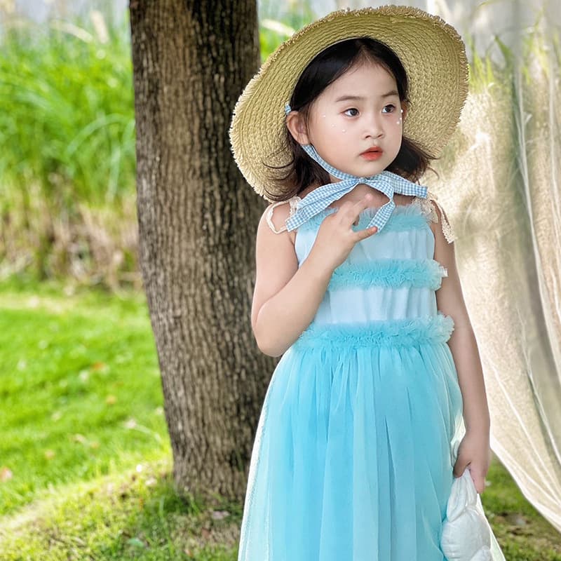 2025 Summer New Style Adjustable Strap Girls Dress Children's Tulle Princess Dress
