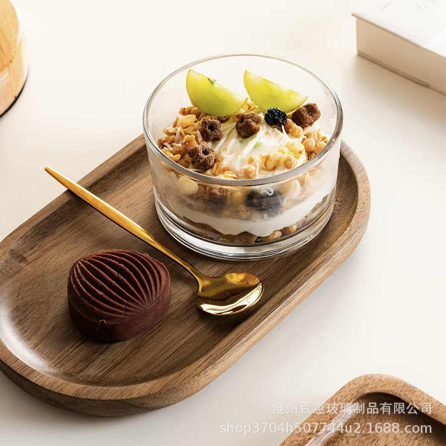 Ice cream cup, high borosilicate glass pudding bowl, Japanese afternoon tea tableware, bird's nest bowl, dessert bowl, breakfast bowl for one person