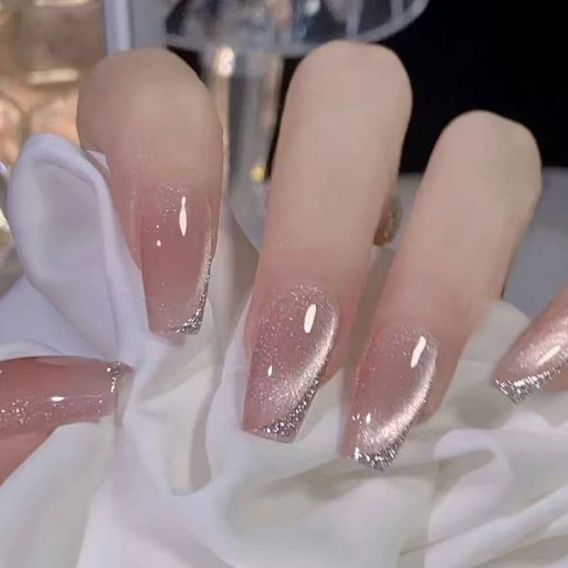 [Gentle Thousand Gold] Advanced ins autumn and winter whitening bean paste French cat eye pure handmade manicure wearable nails long-lasting