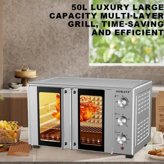 Drop Shipping Double Door Electric Oven 50L Large Capacity Multifunctional Baking Oven for Home Use