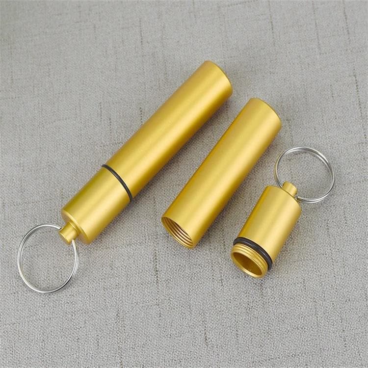 Aluminum Alloy Medicine Canisters, Outdoor Portable Sealed Cases with Keychain Hook, Waterproof Aluminum Bottles for Metal Storage