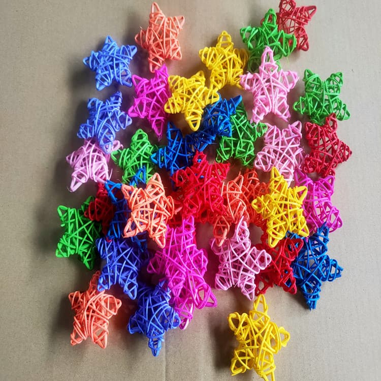Factory Supply Woven Rattan Star, Heart, Moon, Fish Shapes, Rattan Balls for Kindergarten and Mall Corridor Hanging Decor