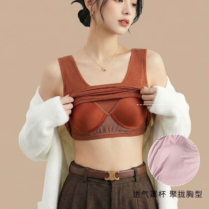 Vest with breast pads, women's sling, one-piece non-wired bra cup, outer wear base layer, lace vest sling