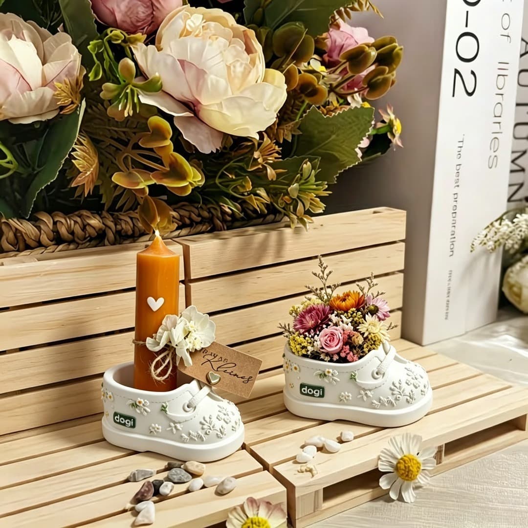 3D shoe shape glue mold Gypsum flowerpot candle cup storage jar DIY mold