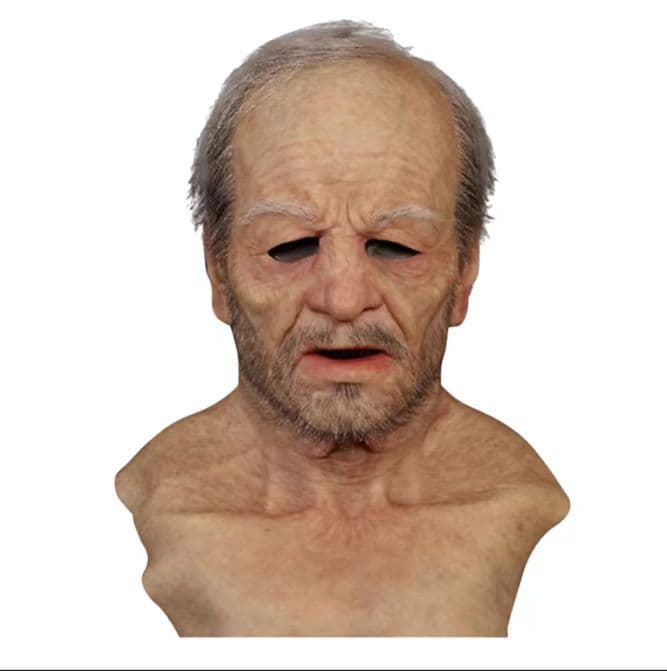 Halloween Cross-border Smoking Old Lady Mask, White Beard Santa Claus Headpiece, Bald Old Man Mask, Latex