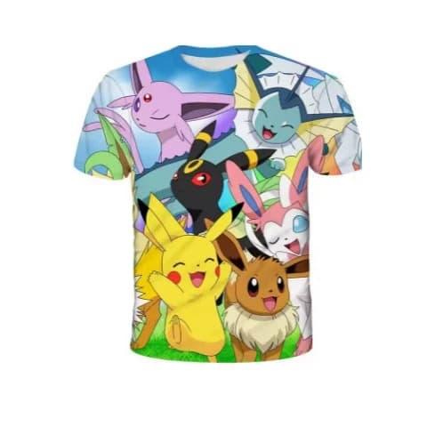 Children's 3D Pikachu T-shirt Pocket Monster cartoon short-sleeved top summer casual wear