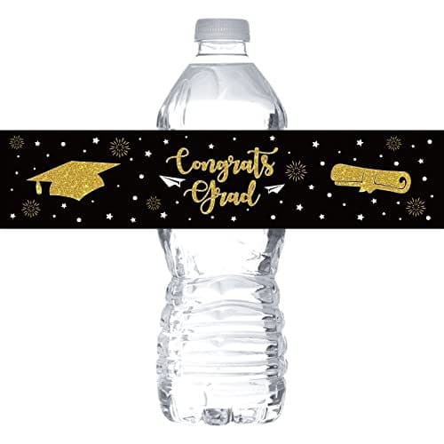 Black Graduation Congratulations Water Bottle Label Sticker Graduation Bottle Wrapping Paper College Graduation Party Water Bottle Label Supplies