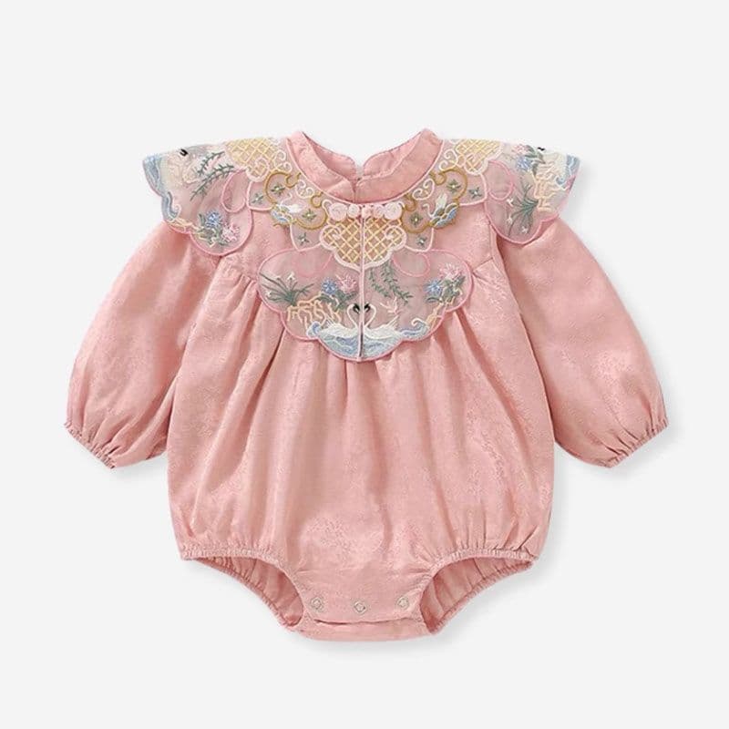 Baby Romper Long Sleeve Chinese Style Elegant Baby Clothes Princess Cute 100 Days Outfit Girl Palace Bodysuit Summer